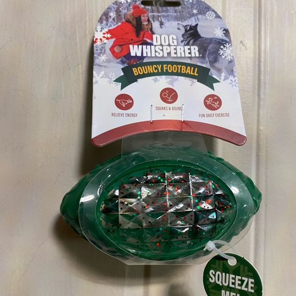 Dog Whisperer ~ Bouncy  Football Ball - Squeaky Dog Toy 5” - Picture 2 of 6